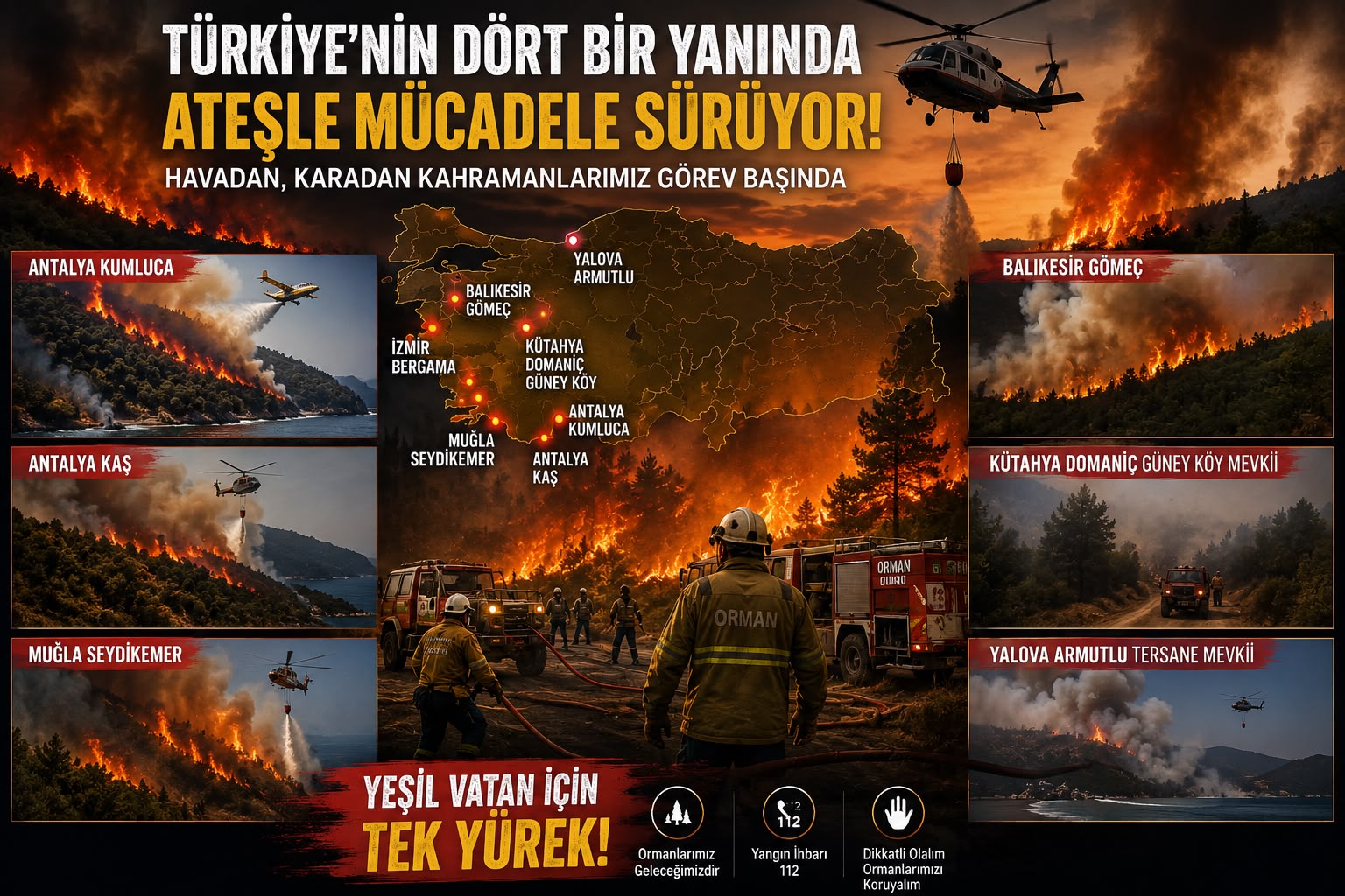 Settar Aslan: “Altı İlde Aynı Anda Ateşle Mücadele Ediyoruz; Kahramanlarımız Alevlerin Tam Ortasında”